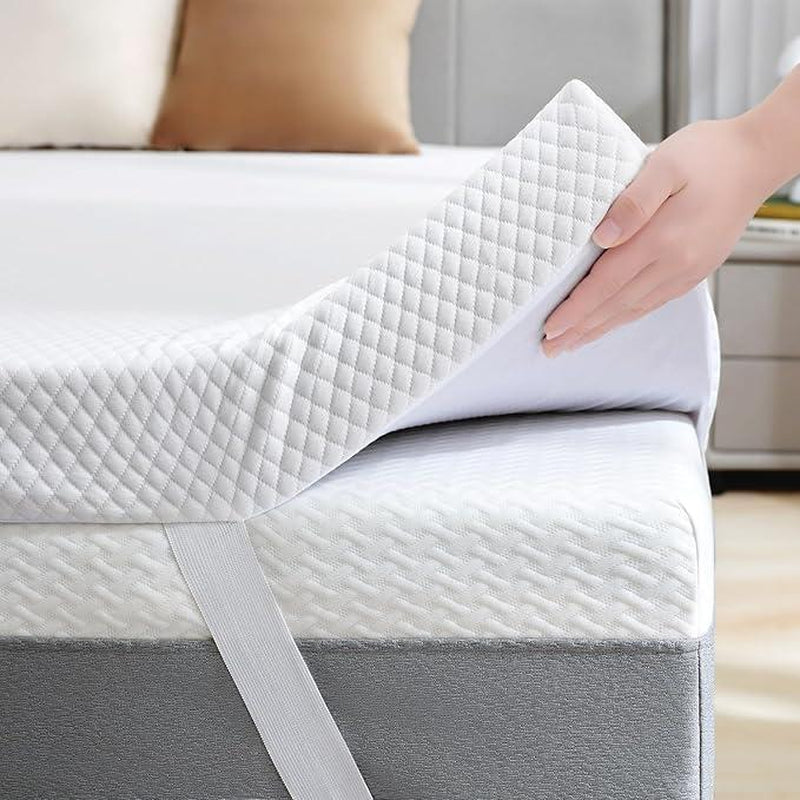 Vipfree Dual Layer Cooling Gel Memory Foam Mattress Topper 4 Inch Queen Size with Pressure Relieving Support and Breathable Cooling Gel Layer