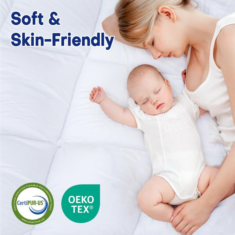 Vipfree Dual Layer Cooling Gel Memory Foam Mattress Topper 4 Inch Queen Size with Pressure Relieving Support and Breathable Cooling Gel Layer