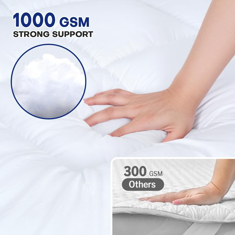 Vipfree Dual Layer Cooling Gel Memory Foam Mattress Topper 4 Inch Queen Size with Pressure Relieving Support and Breathable Cooling Gel Layer