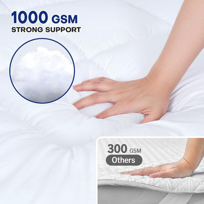 Vipfree Dual Layer Cooling Gel Memory Foam Mattress Topper 4 Inch Queen Size with Pressure Relieving Support and Breathable Cooling Gel Layer